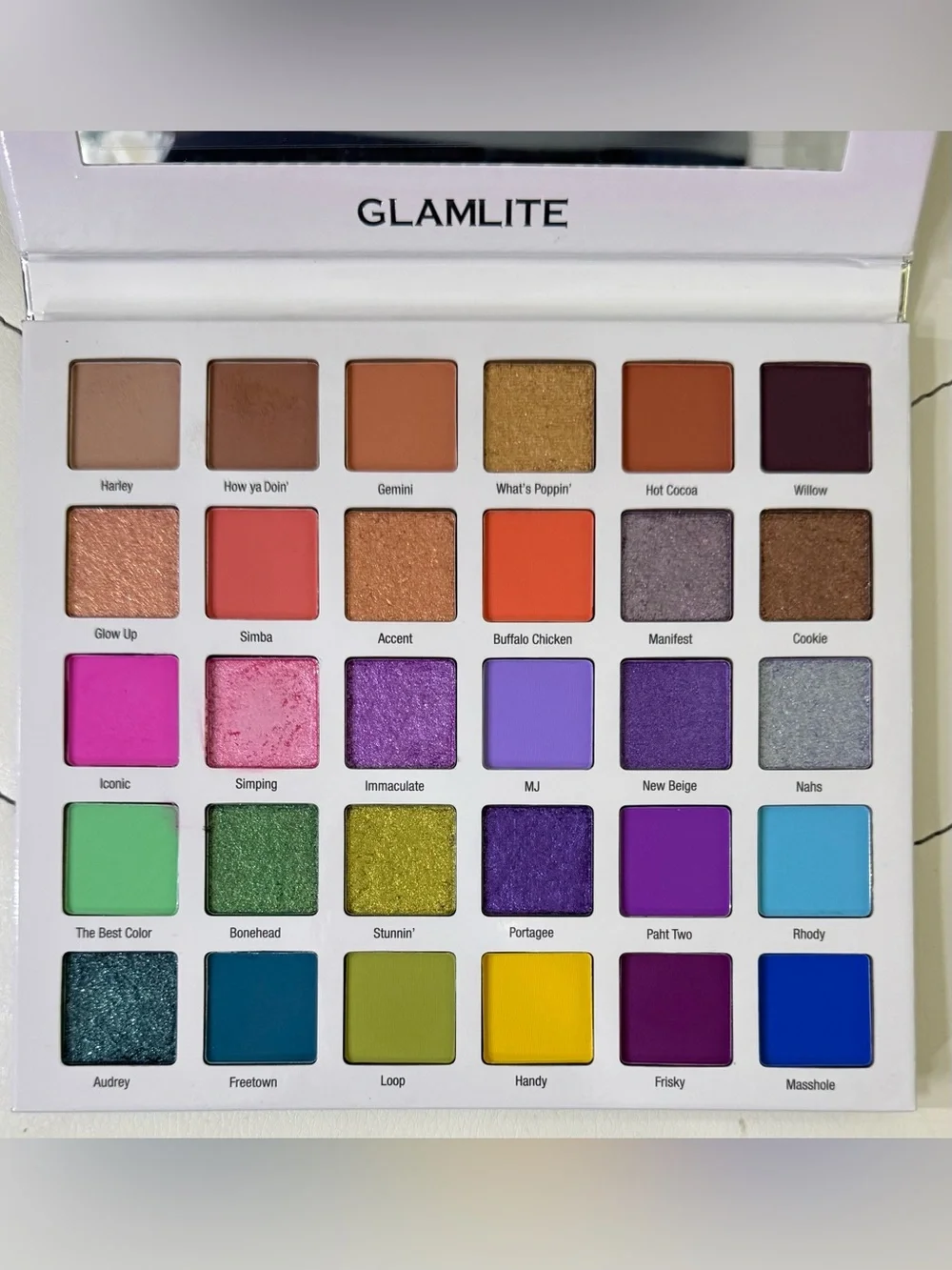 Glamlite Mikayla 30-Color Eyeshadow Palette — Lavender & Silver Glitter